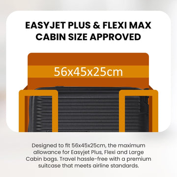 Aerolite M-Lite Premium 56x45x25cm Easyjet Plus Cabin Suitcase with USB Port, TSA Lock, Silent Hinomoto Wheels, Lightweight Polypropylene, 15-Year Warranty